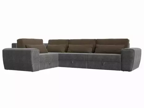 Угловой диван Лига-008 Long левый Рогожка Серый/Коричневый