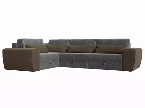 Угловой диван Лига-008 Long левый Рогожка Серый/Коричневый