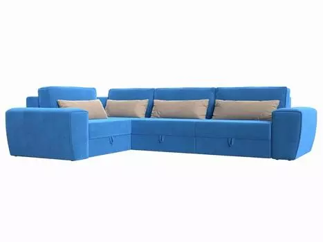 Угловой диван Лига-008 Long левый Велюр Голубой/Бежевый