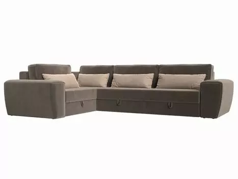 Угловой диван Лига-008 Long левый Велюр Коричневый/Бежевый