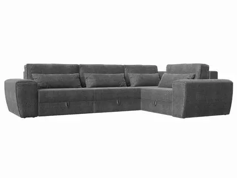 Угловой диван Лига-008 Long правый Рогожка Серый