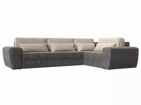 Угловой диван Лига-008 Long правый Рогожка Серый/Бежевый