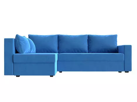 Угловой диван Мансберг велюр голубой угол левый