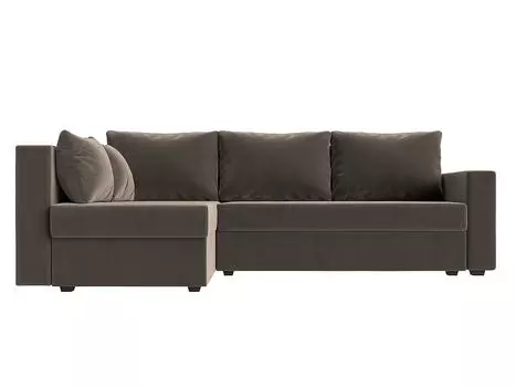 Угловой диван Мансберг велюр коричневый угол левый