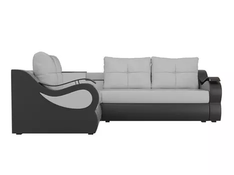 Угловой диван Митчелл Экокожа Белый Чёрный левый угол