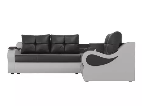 Угловой диван Митчелл Экокожа Чёрный Белый правый угол