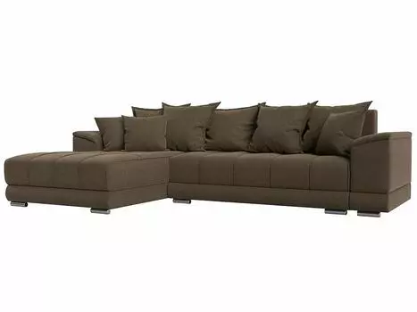 Угловой диван Норд Стар левый угол Рогожка Коричневый