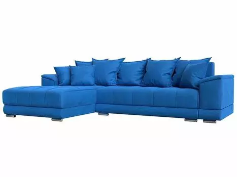 Угловой диван Норд Стар левый угол Велюр Голубой