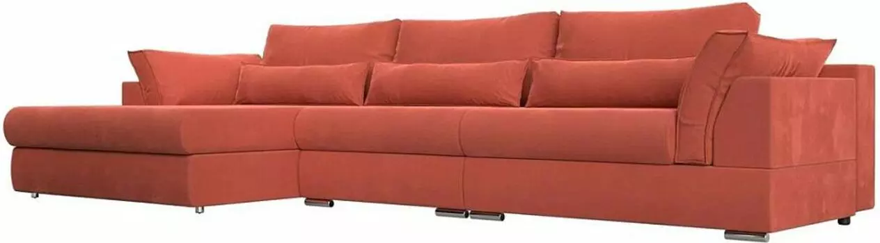 Угловой диван Пекин Long угол левый микровельвет коралловый