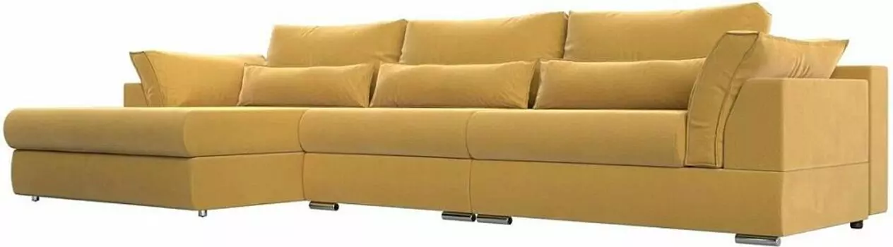 Угловой диван Пекин Long угол левый микровельвет желтый