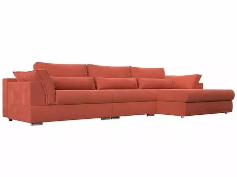 Угловой диван Пекин Long угол правый микровельвет коралловый