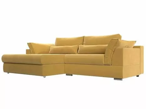 Угловой диван Пекин угол левый микровельвет желтый