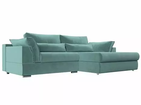 Угловой диван Пекин угол правый велюр бирюзовый