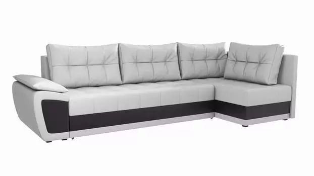 Угловой диван Риттен Экокожа Белый/Черный угол Правый