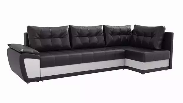 Угловой диван Риттен Экокожа Черный/Белый угол Правый