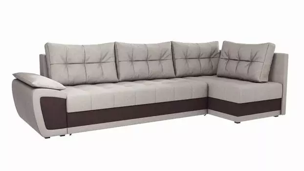 Угловой диван Риттен Микровельвет Бежевый/Коричневый угол Правый