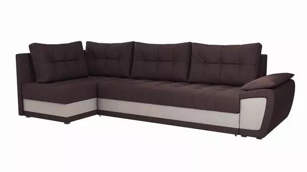 Угловой диван Риттен Микровельвет Коричневый/Бежевый угол Левый