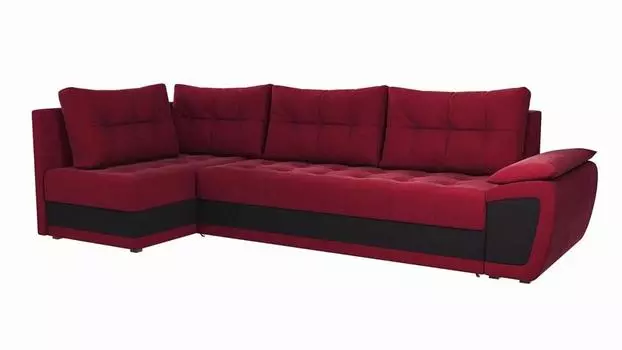 Угловой диван Риттен Микровельвет Красный/Черный угол Левый