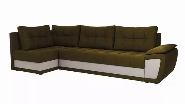 Угловой диван Риттен Микровельвет Зеленый/Бежевый угол Левый