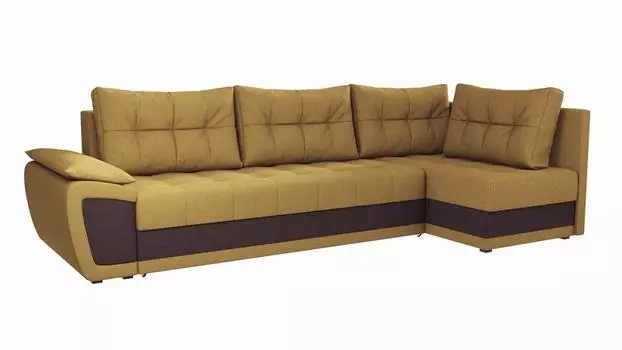 Угловой диван Риттен Микровельвет Желтый/Коричневый угол Правый