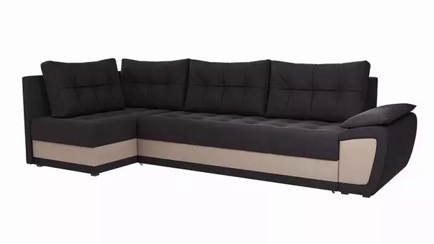 Угловой диван Риттен Велюр Черный/Бежевый угол Левый