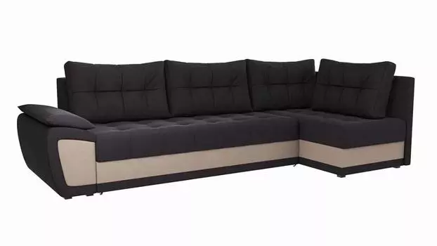 Угловой диван Риттен Велюр Черный/Бежевый угол Правый