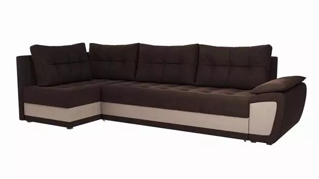 Угловой диван Риттен Велюр Коричневый/Бежевый угол Левый