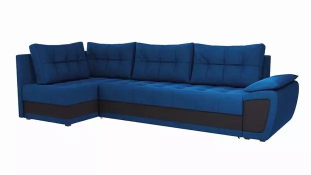 Угловой диван Риттен Велюр Синий/Черный угол Левый