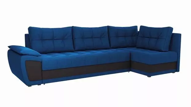 Угловой диван Риттен Велюр Синий/Черный угол Правый