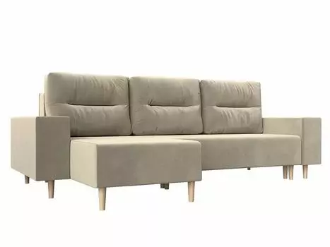 Угловой диван Шанхай угол левый Микровельвет Бежевый