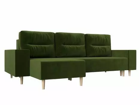 Угловой диван Шанхай угол левый Микровельвет Зеленый