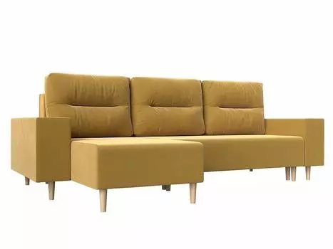 Угловой диван Шанхай угол левый Микровельвет Желтый