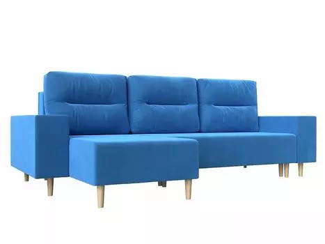 Угловой диван Шанхай угол левый Велюр Голубой