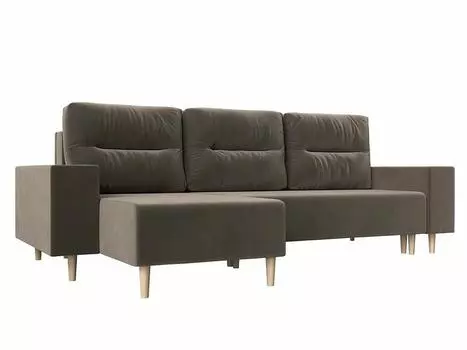 Угловой диван Шанхай угол левый Велюр Коричневый