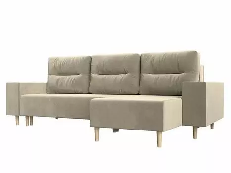 Угловой диван Шанхай угол правый Микровельвет Бежевый