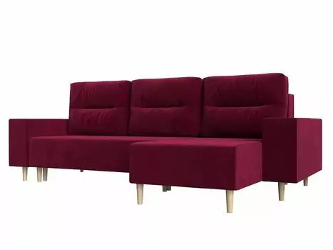 Угловой диван Шанхай угол правый Микровельвет Бордовый