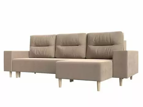 Угловой диван Шанхай угол правый Велюр Бежевый