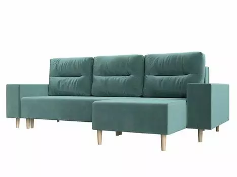 Угловой диван Шанхай угол правый Велюр Бирюзовый