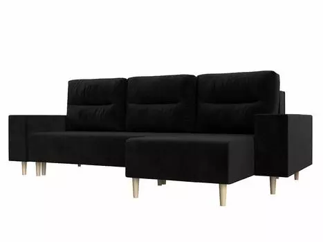 Угловой диван Шанхай угол правый Велюр Черный