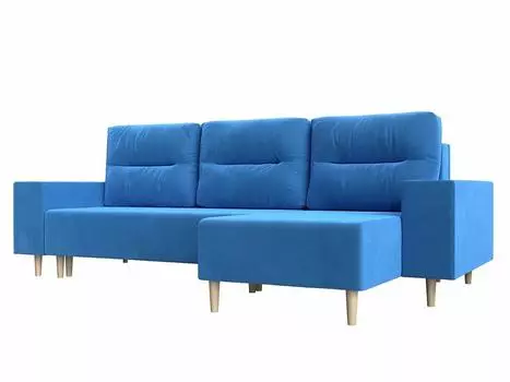 Угловой диван Шанхай угол правый Велюр Голубой