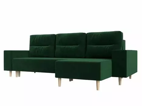 Угловой диван Шанхай угол правый Велюр Зеленый