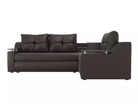 Угловой диван Тесей Экокожа Коричневый правый угол