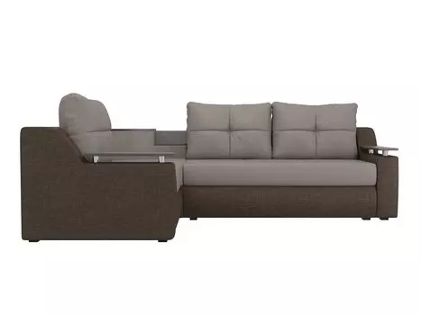 Угловой диван Тесей Рогожка Бежевый Коричневый левый угол