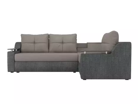 Угловой диван Тесей Рогожка Бежевый Серый правый угол