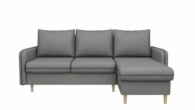 Угловой диван Торонто правый велюр серый