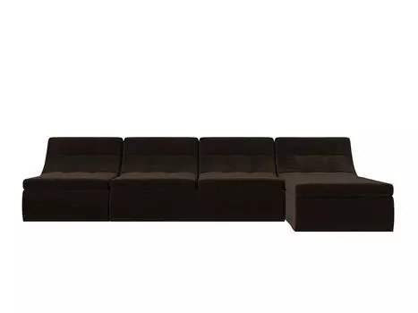 Диван угловой модульный Холидей Микровельвет Коричневый