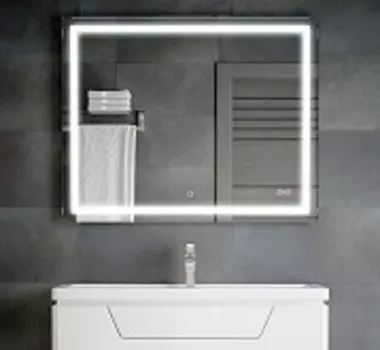 Зеркало LED Барго, часы, сенсор