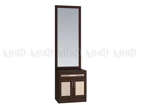 Ева Тумба с зеркалом 600 дуб беленый/венге (Миф)