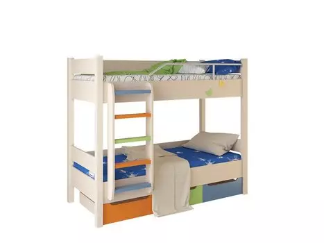 Кровать 2-х ярусная-3 с выдвижными ящиками и лестницей (Корвет)