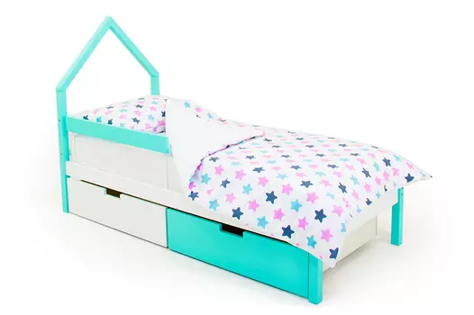 Кровать-домик мини Skogen мятно-белый (Бельмарко)